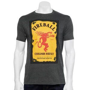 Men's Fireball Whisky Bottle Label Tee, Size: Small, Grey Heather